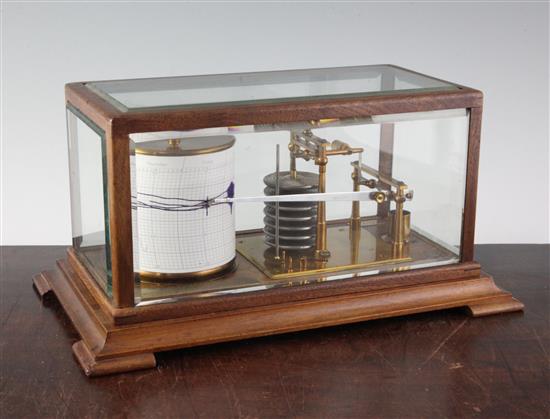 A Depree & Young Ltd teak cased barograph, 14in.